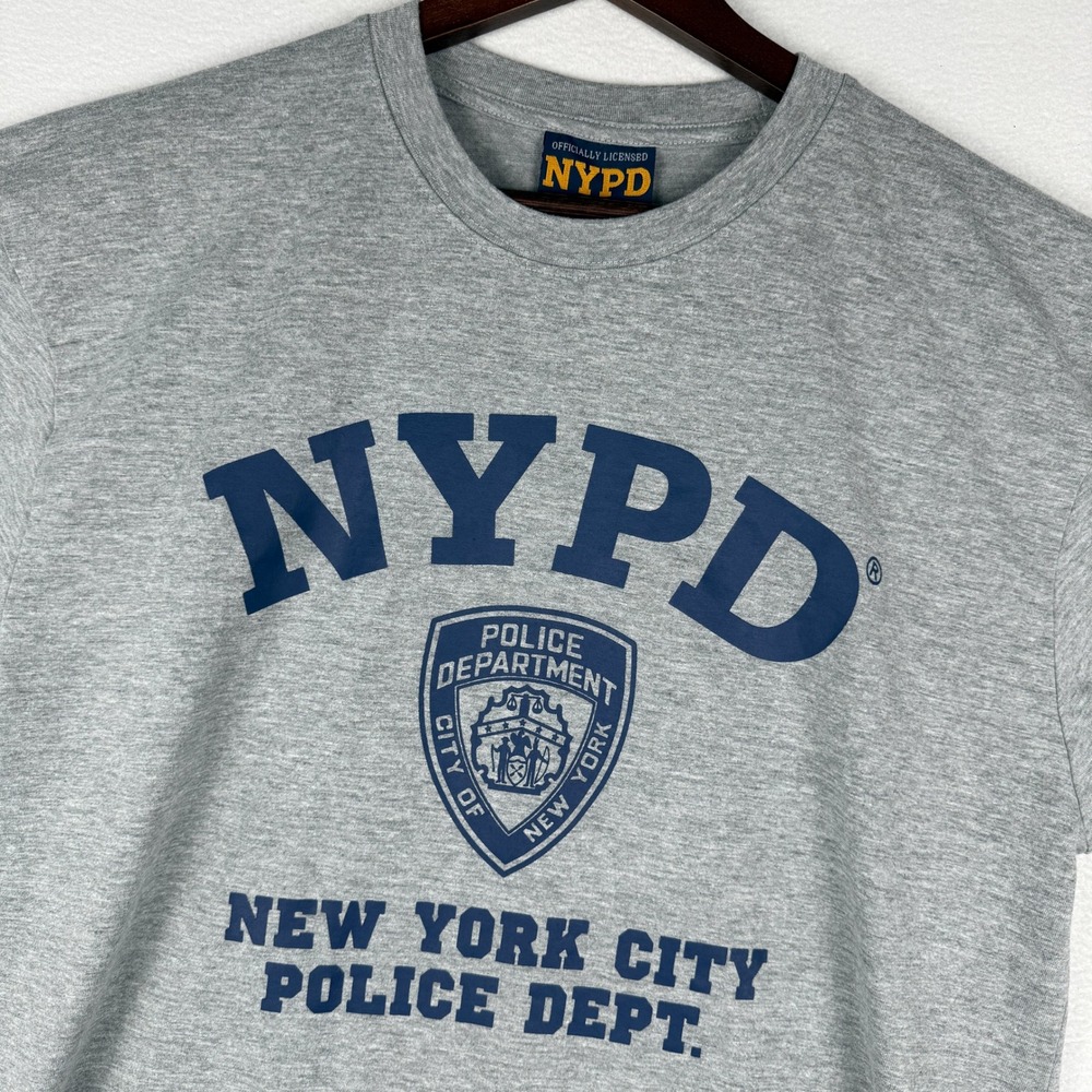 NYPD New York City Police Dept Graphic T-Shirt Mens L Gray Cotton Tee